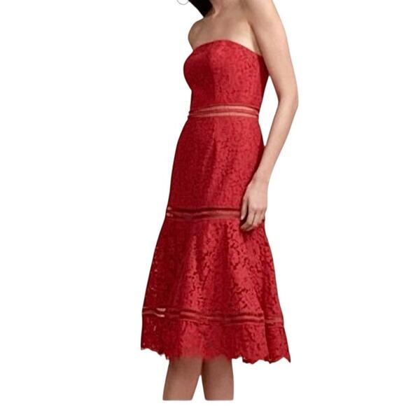 Keepsake XS Butterfly Lace strapless sheer lined midi dress D1 2690 - Picture 1 of 11